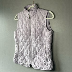 [xs] Eddie Bauer Goose Down Embroidered Lavender Purple Spring Puffer Vest